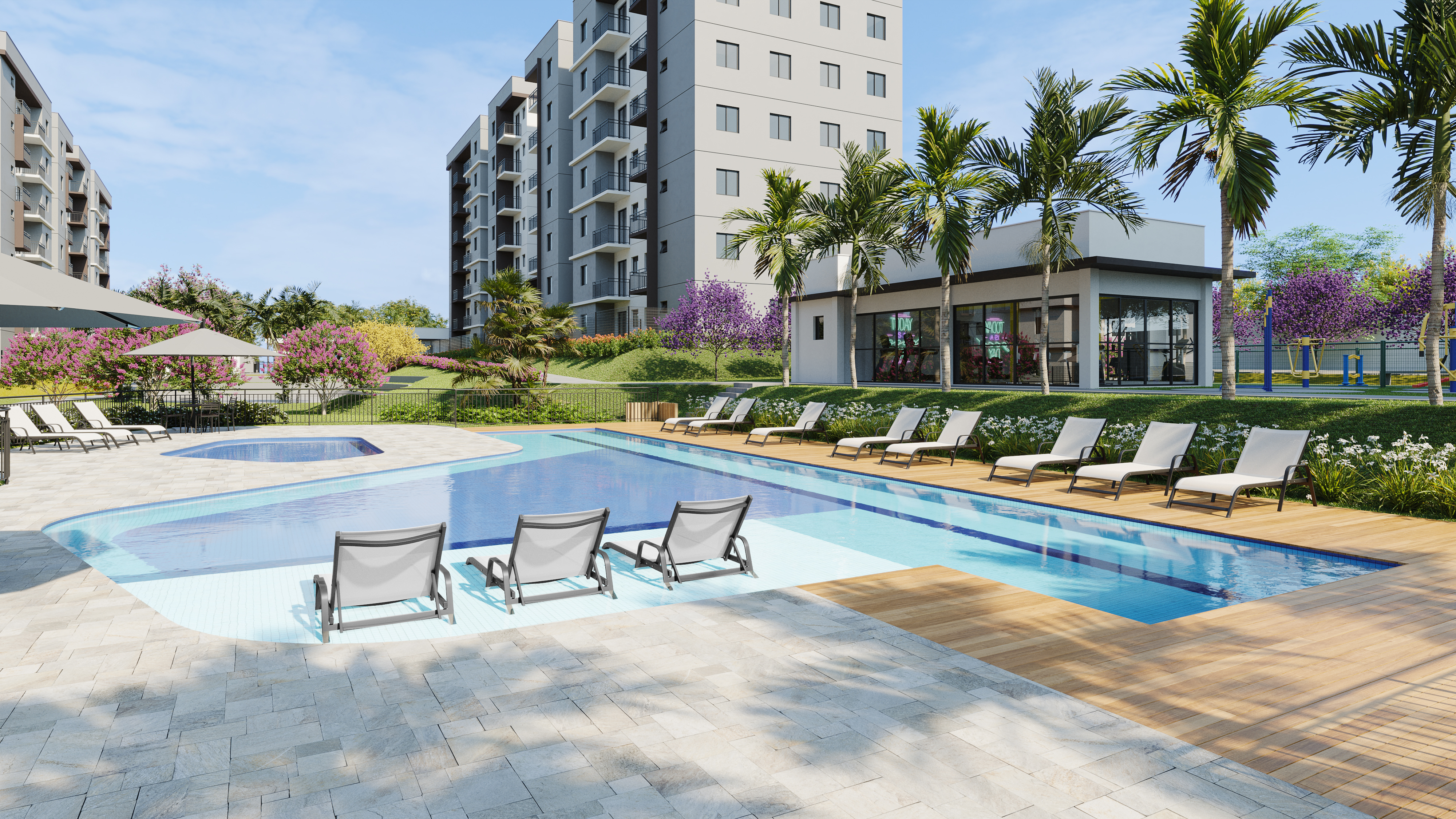 Viva Parque Residencial: vista da piscina